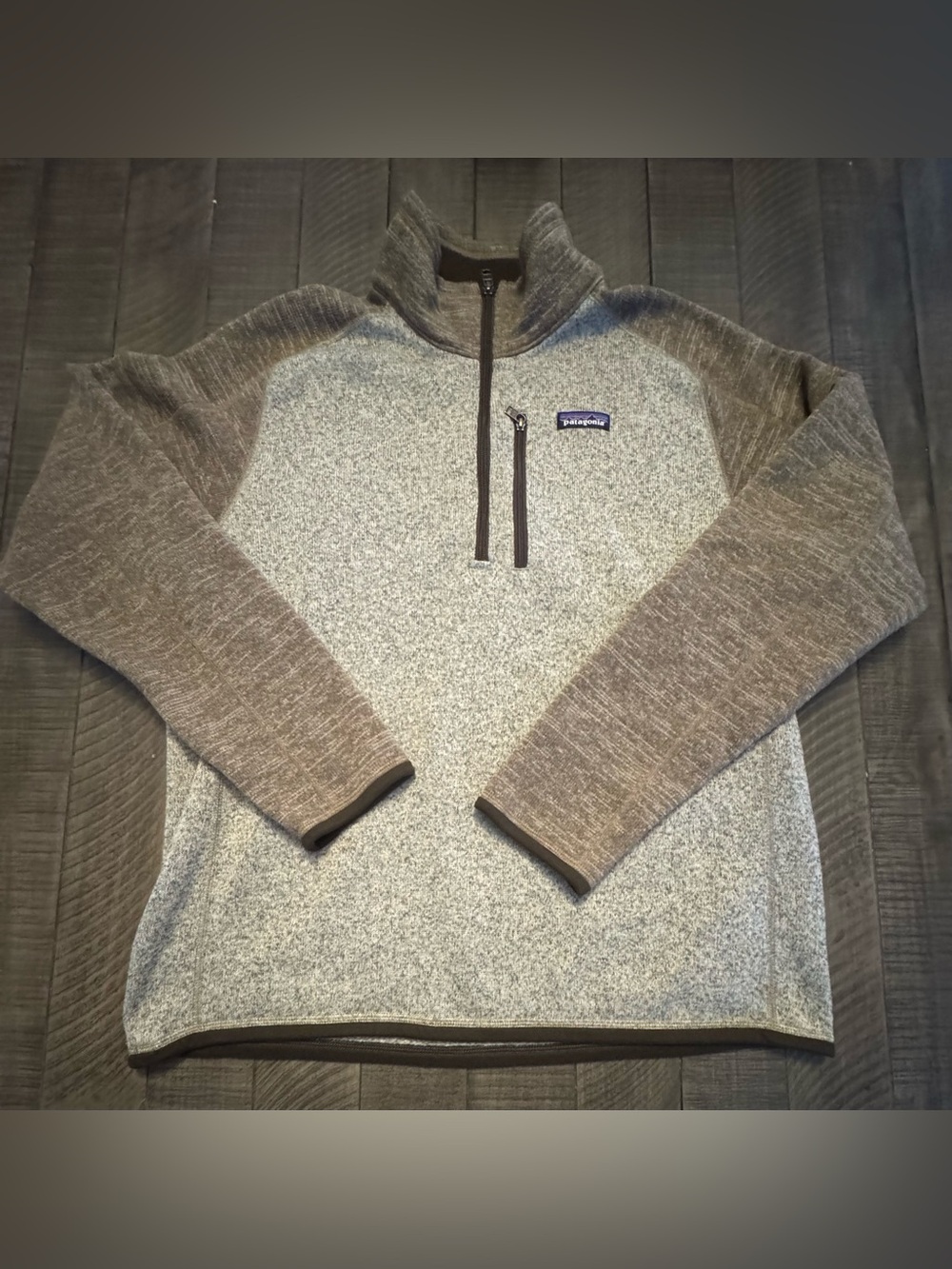 Patagonia Two-Tone Gray and Brown Quarter-Zip Pullover